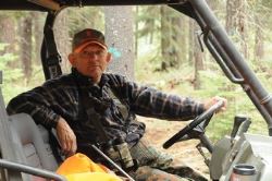 man driving a cart
